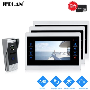 

JERUAN 720P AHD HD Motion Detection 7 INCH Video Doorbell Intercom System 3 Record Monitor +1.0MP HD 110 degree COMS Camera 1V3