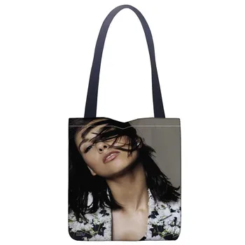 

Custom Alicia Keys printing shoulder bag canvas tote bag shopping travel book handbag custom logo