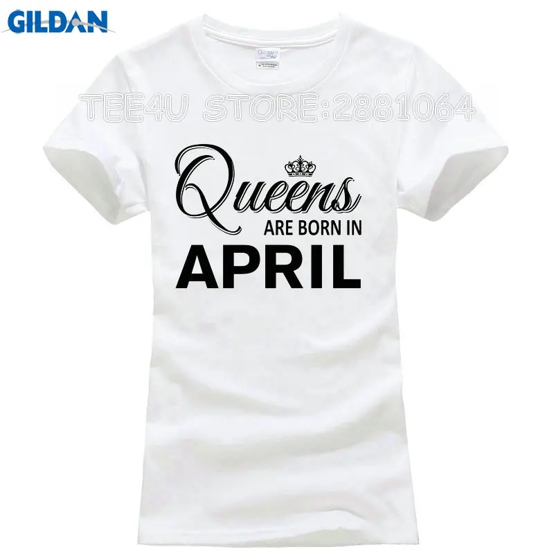 TEE4U футболка Летняя Футболки Женская Queens рождаются в апреле подарок на день рождения экипажа шеи с коротким рукавом Футболка для дам