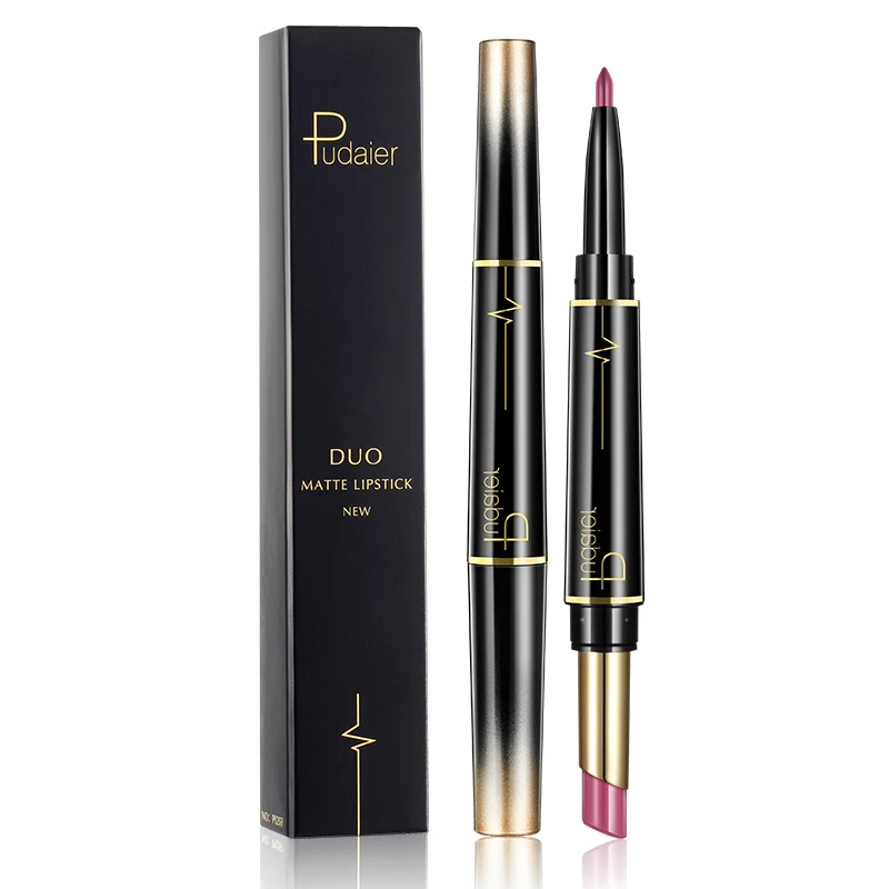 

Romatpretty Sexy Matte Lipstick Pen Waterproof Long Lasting Double Ended Lipstick Cosmetics Nude Red Lips Liner Pencil