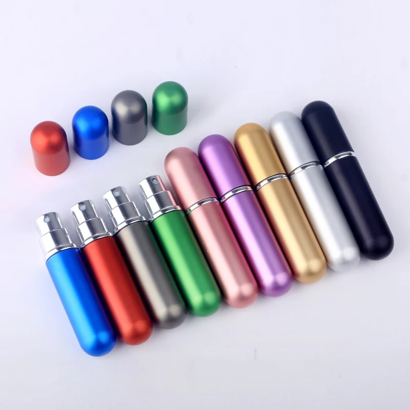 Garrafa de Perfume Garrafas de Spray Garrafas de Bomba de Alumínio de Vidro Peças Atomizador Mini Portátil Vazio Recipientes Cosméticos 5 5ml 7 Garrafas reutilizáveis
