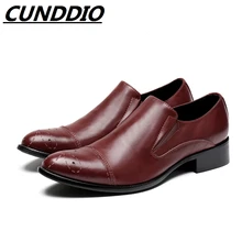 CUNDDIO British Men shoes fashion pointed genuine leather Men’s shoes derby flats shoes