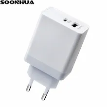 SOONHUA 2.4A USB PD зарядное устройство Быстрая зарядка для мобильных телефонов Тип C мощность 2 порта Путешествия стены быстрое зарядное устройство s ЕС/США Разъем для iPhone