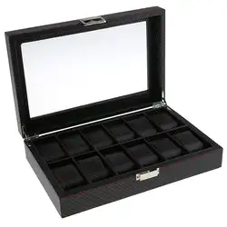 Подставка для ювелирных украшений случай ящик для хранения ювелирных изделий 12 слотов-черный