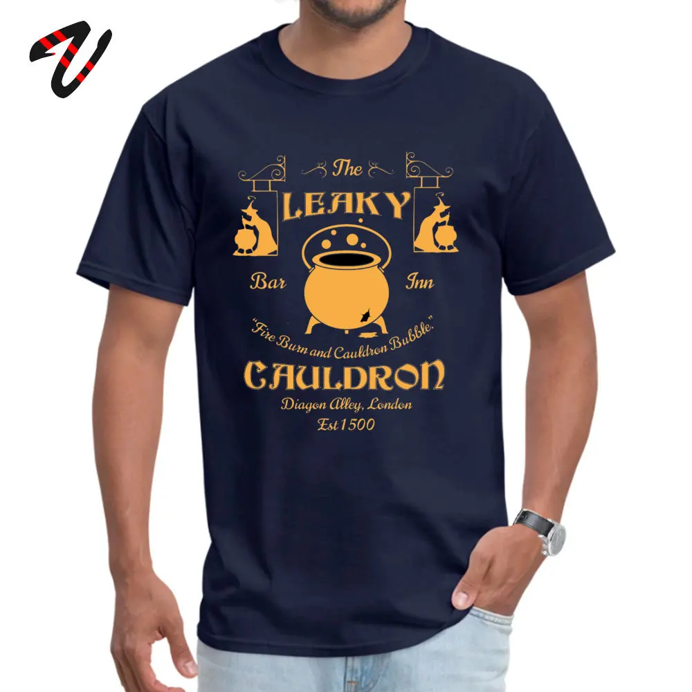 Round Neck Leaky Cauldron Bar and Inn 100% Cotton Fabric Mens T-shirts Classic Tops Shirt High Quality Tops Shirts Short Sleeve Leaky Cauldron Bar and Inn16878 navy