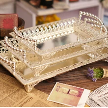 Прямоугольные металлические поднос для сервировки bandeja decorativa тарелка для свадьбы отеля Ресторан подарок на праздник большие металлические серебряные пластины FT008