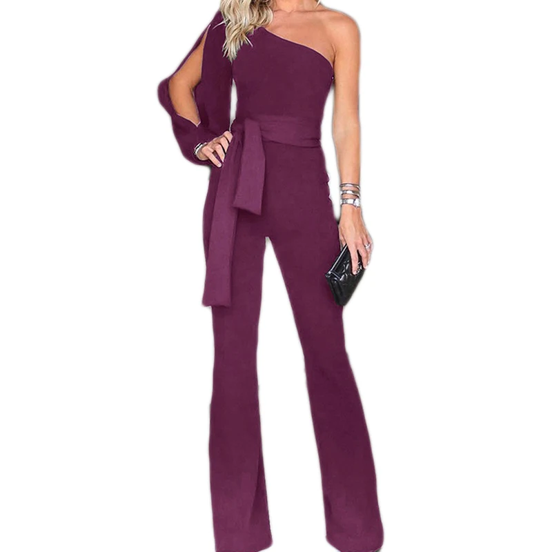 2019 Summer Women Jumpsuit Onr Sleeve Slash Neck Sexy