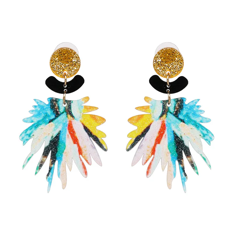 

8Seasons New Acrylic Sheet Maple Leaf Colored Drop Earrings For Women Wedding Party Fashion Long Dangle Earrings Jewelry