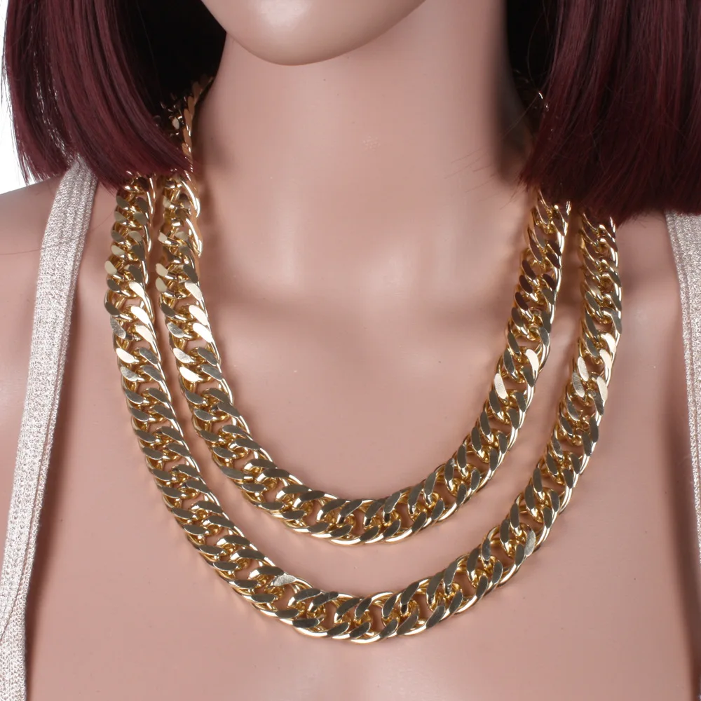 Gold Color Metal Chain Fashion Necklace Gothic Punk Women Necklace