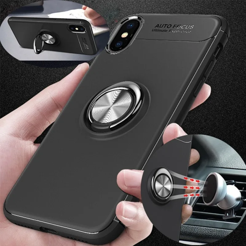 

For Apple Case Magnetic Ring Full Cover Case Funda Support for iPhone 8 7 6s plus x xr xs max Mobile Ring Finger Grip Car Holder