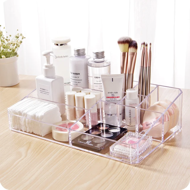 Online Large Acrylic Makeup Organizer Office Box Large Acrylic Makeup Organizer Office Box Cosmetic Plastic Storage Desk Bathroom Case