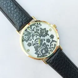 Кружево принт Relojes Mujer 2015 дамы кварцевые наручные часы Для женщин Montre Femme Мода Женева Смотреть Для женщин