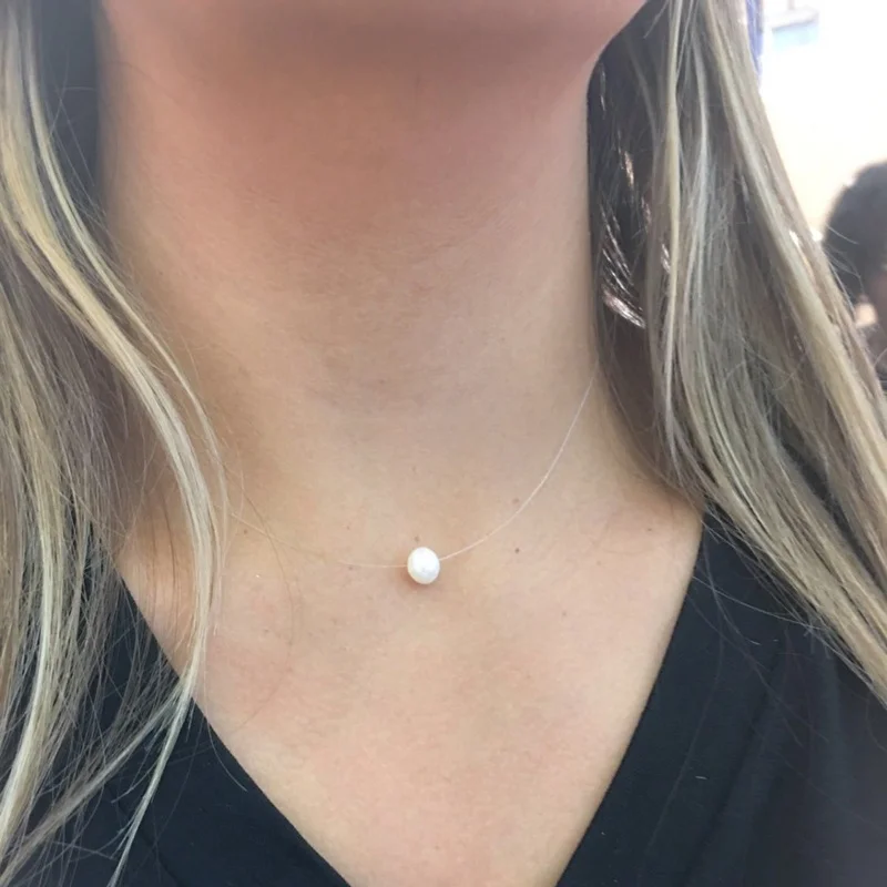 Pearl Clear Necklace. Clear String 
