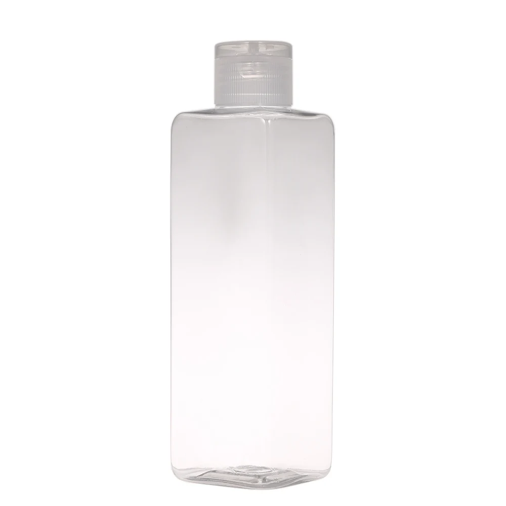 250 мл пустые пластиковые квадратные бутылки Бутылка для многоразового использования с откидной крышкой для шампунь, лосьон, крем жидкая Косметика бутылка - Цвет: Transparent