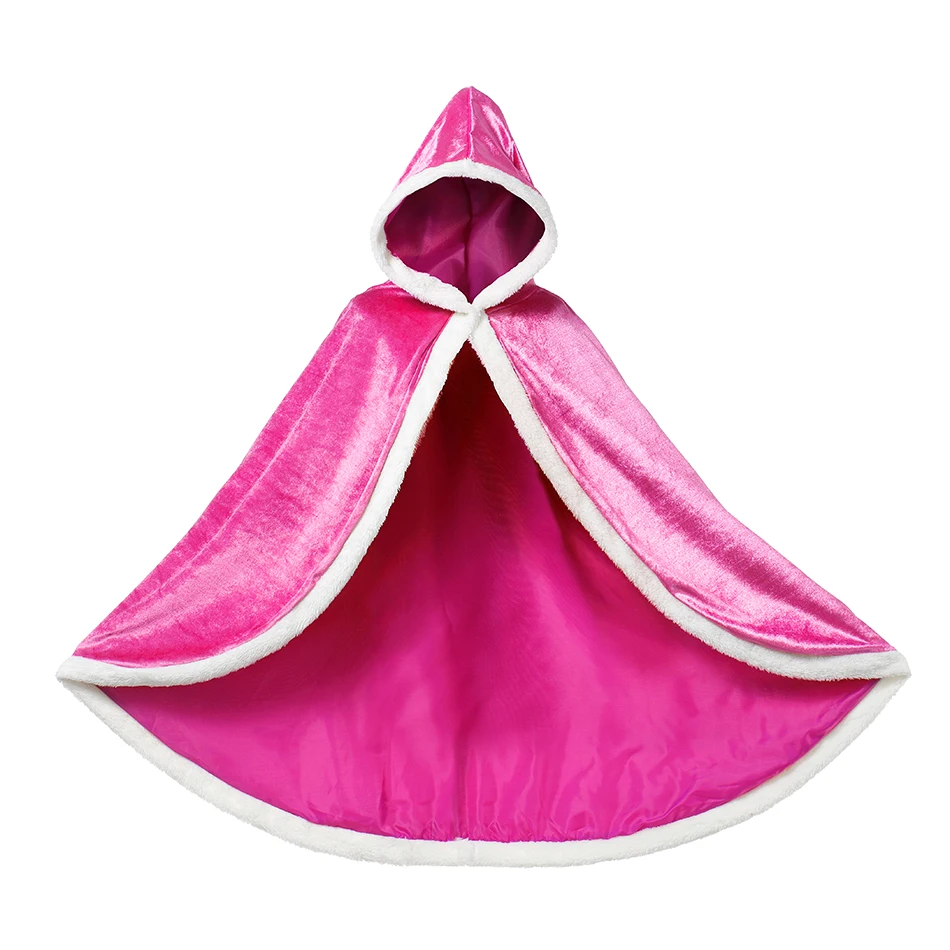 Traje de Halloween Fantasia dos Desenhos Meninas Princesa Manto Falso Veludo Capa Cosplay Animados Elsa Belle Rapunzel Crianças Quente Cabolsa Capes 4 High Quality Mamãe e Bebê