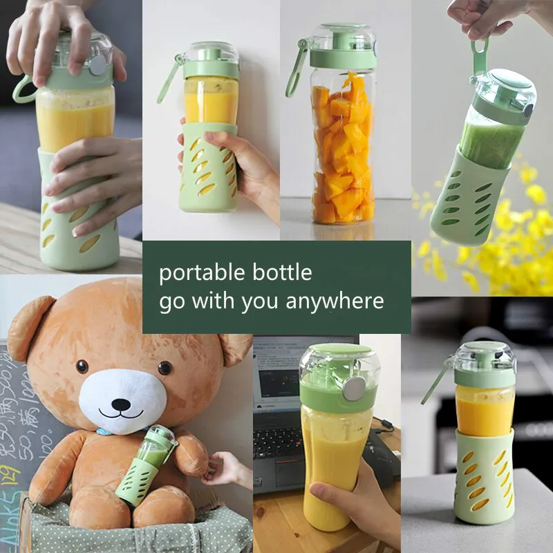 Медведь Мини портативный фруктовый сок машина с 2 стеклянными бутылками стенд еда миксер соковыжималки бытовые электрические блендеры кухонная помощь