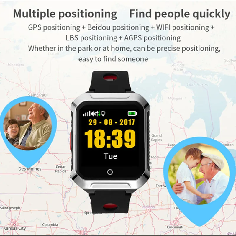 Smart GPS Watch for Android IOS GPS WIFI Locating Heart Rate Monitor Pedometer Smart Reminder Adult Smartwatch