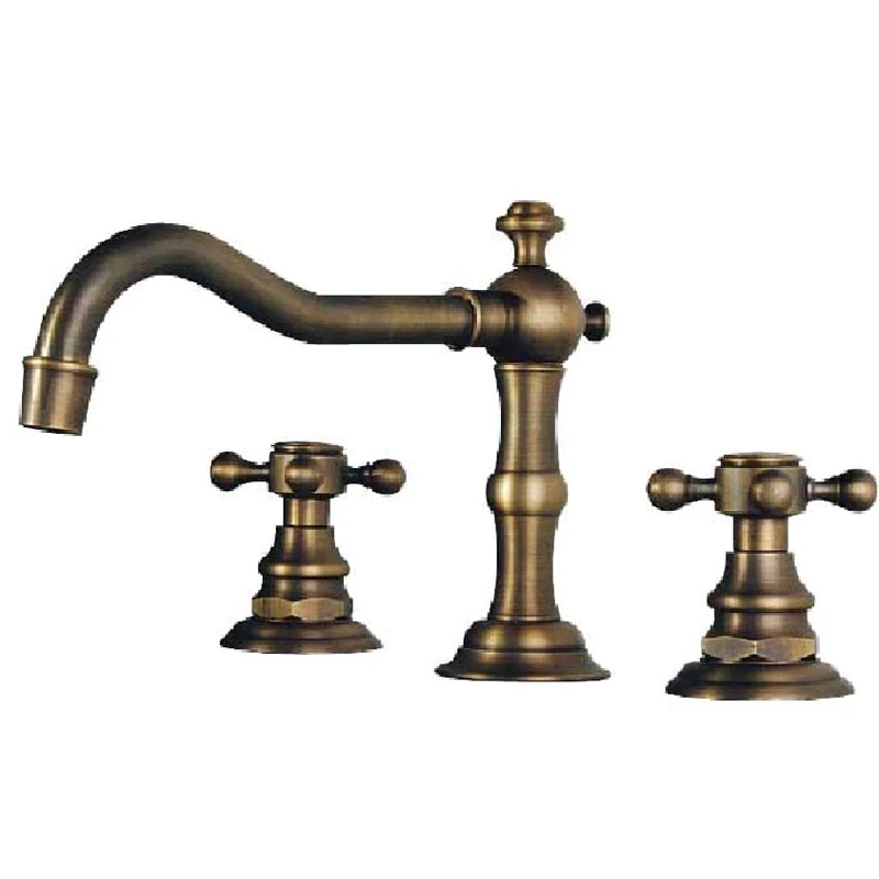 Azos Split FaucetSoft Basin Brass Antique Brass Cold and Hot Switch