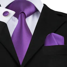 Фиолетовый галстук комплект роскошные Галстуки Ханки Запонки жаккардовая бренд фиолетовый связей для Для мужчин Формальные Свадебная вечеринка Для мужчин галстук SN-281
