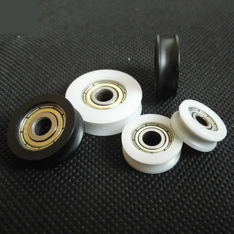 SWMAKER 4/5/6 mm bore U shaped grooves nylon pulley wheel bearing plastic V wheel pulley small