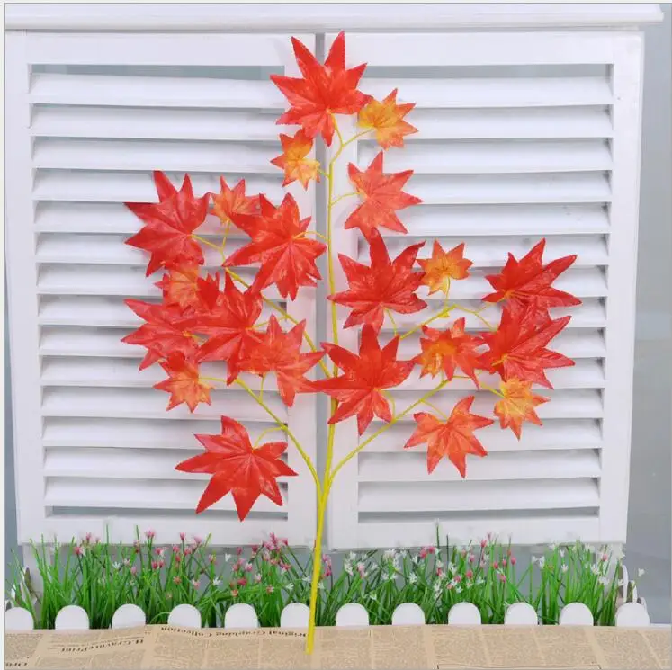 12pcs/lot, 60cm Long Artificial Maple Leaf, Silk Maple Branch, for