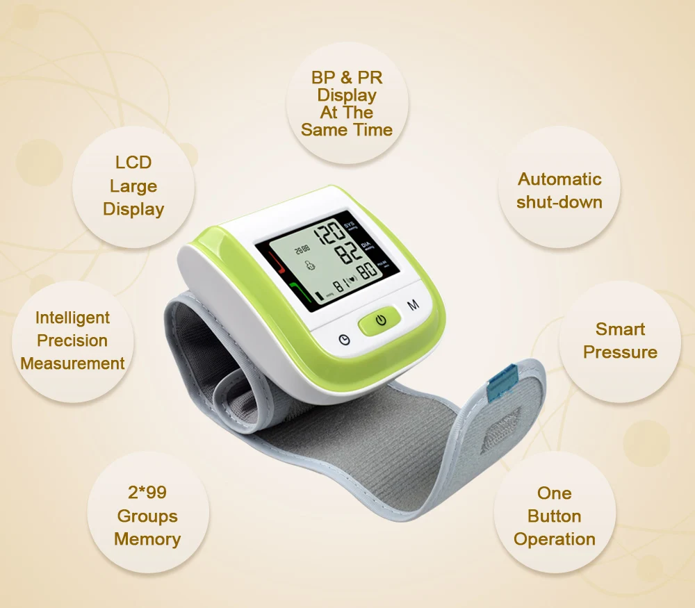 Цифровой ЖК-монитор медицинский автоматический Наручные сфигмоманометр браслет Сфигмоманометр измерение давления sp