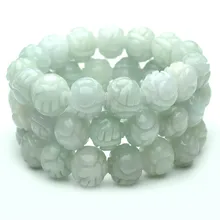Натуральный Бирма нефрит Леброн 12 мм жемчужный браслет нефрит Резные бусины долговечность браслет из бисера с коробкой