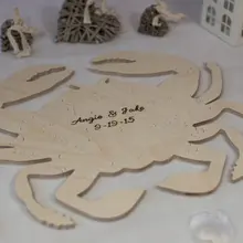 Индивидуальные инициалы в виде краба Альтернативная деревенская головоломка свадебный день книги для гостей деревянные гостевые книги прием вечерние сувениры