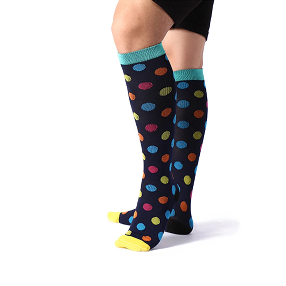 Разноцветные женские/мужские Волшебные Компрессионные носки Медицинский препарат против варикозного расшрения вен Компрессионные гольфы для бега Футбол длинные бедра высокие носки