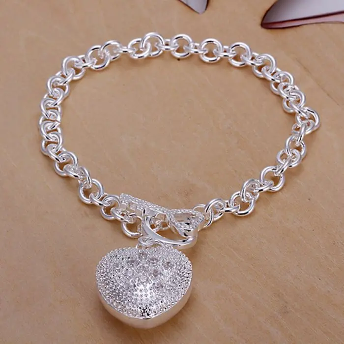 Christmas gift New silver plated Fashion Jewelry KEY TO insets Heart bracelets&ampbangle Wholesale jewelry SMTH062 | Украшения и