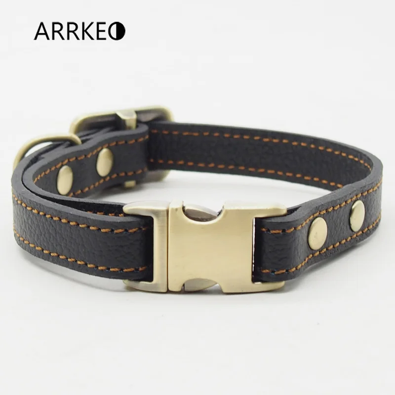 10pcs/lot Genuine Leather Dog Collar Neck Buckle Zinc Buckle Lock Adjustable Neck Collar Strap