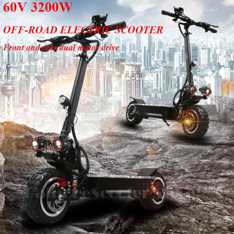 11inch electric scooter 3200W electric scooters 60V Double front rear wheel drive top speed 80kmh foldable electric skateboard (6)