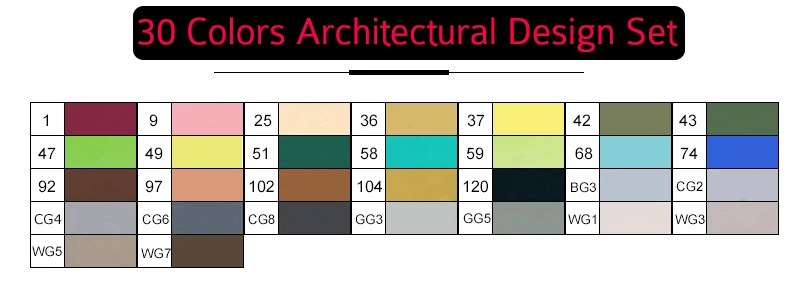 TOUCHNEW 30/40/60/80 Цвета двойной головкой кисть для эскиза маркер для белой доски жирной алкогольных маркер для рисования набор для манга анимация дизайн Сделано в Китае - Цвет: 30ArchitecturalSetT6