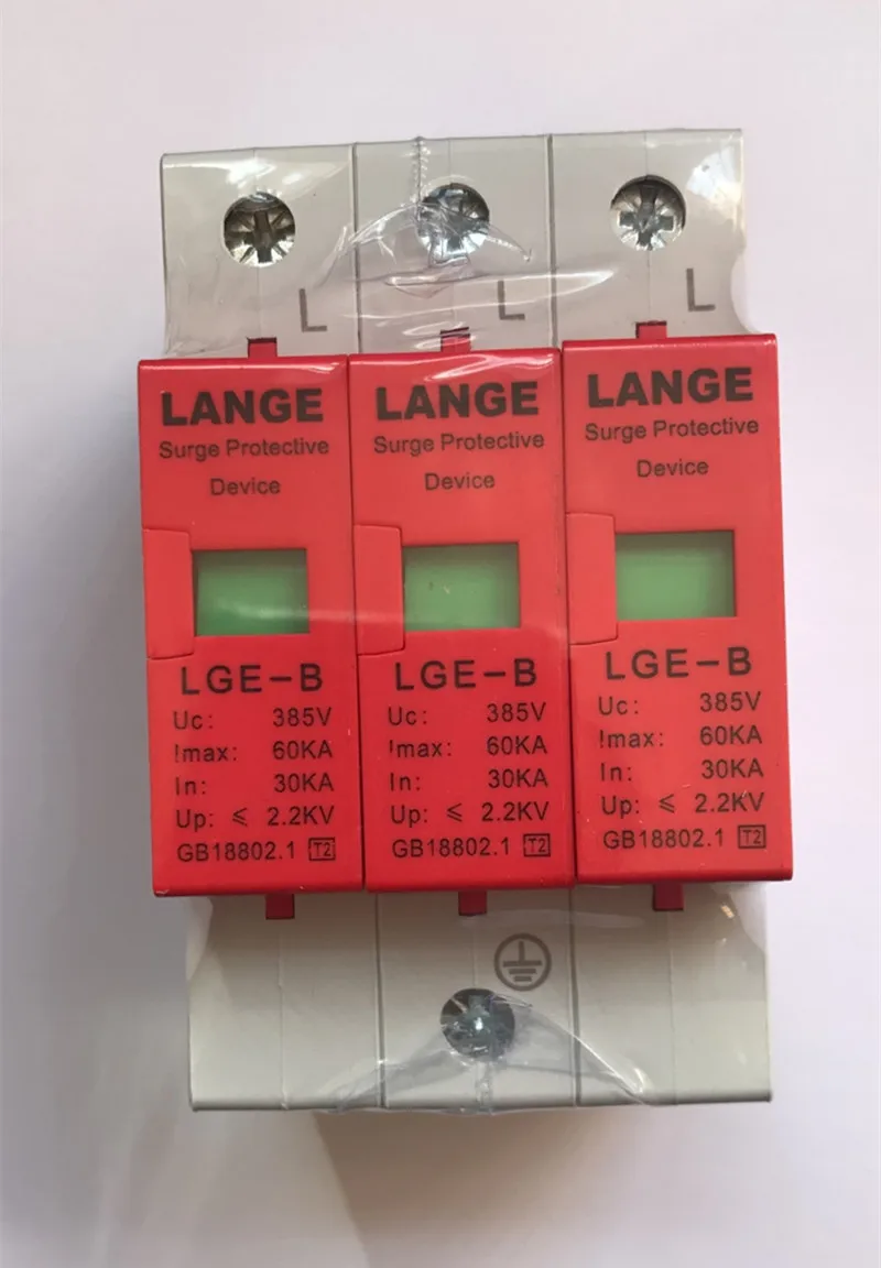 

1pcs 3P 30-60KA Din Rail Surge Protection Red Over Voltage Lightning Arrester Protection