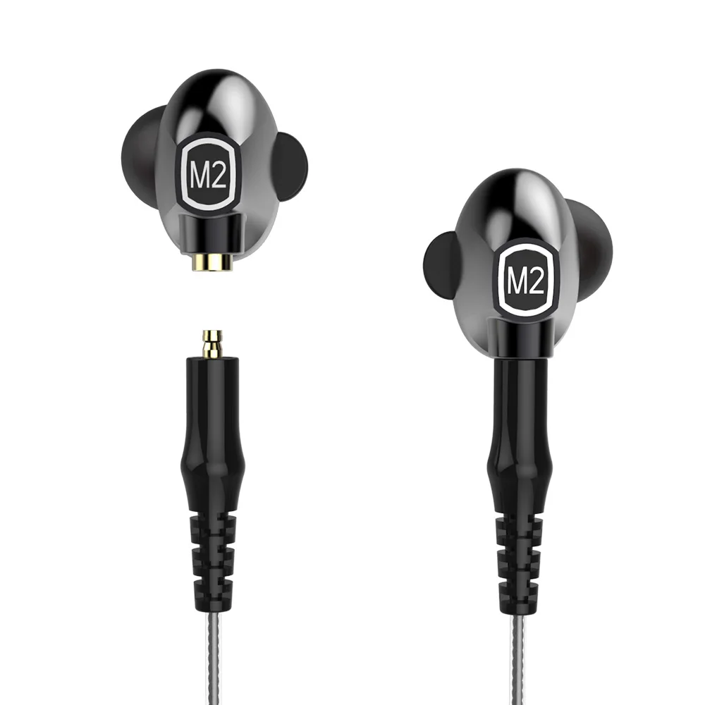 

M2 Detachable Cable Earbuds Bluetooth Headphone Noise Reduction Dual Moving Coil Wireless Earphone Sport Stereo Earbuds with Mic