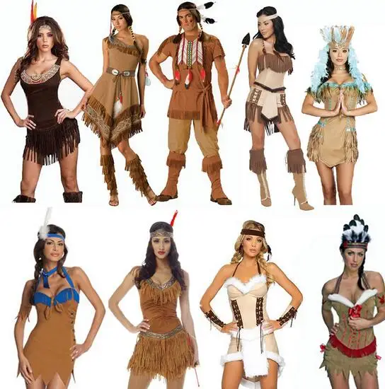 

Free shipping Superior quality Hunter Women Pocahontas Adult Fancy Dress Halloween Cosplay Costume Aboriginals chief Costume