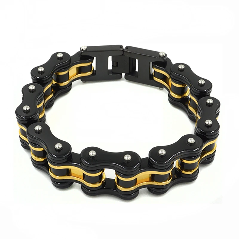 

Fashion Stainless Steel 316L Bicycle Chain Gold Black Bracelets & Bangles Motorcycle Chain Bracelet Men Biker Jewelry Gift