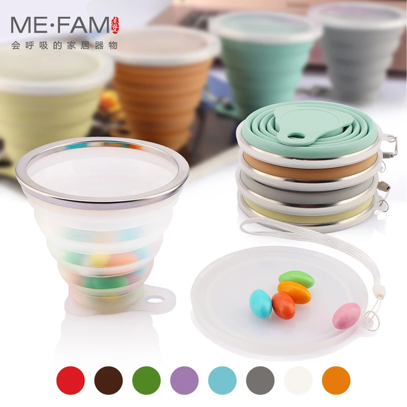ME.FAM 270ml Stainless Steel Silicone Folding Cup With Lanyard
