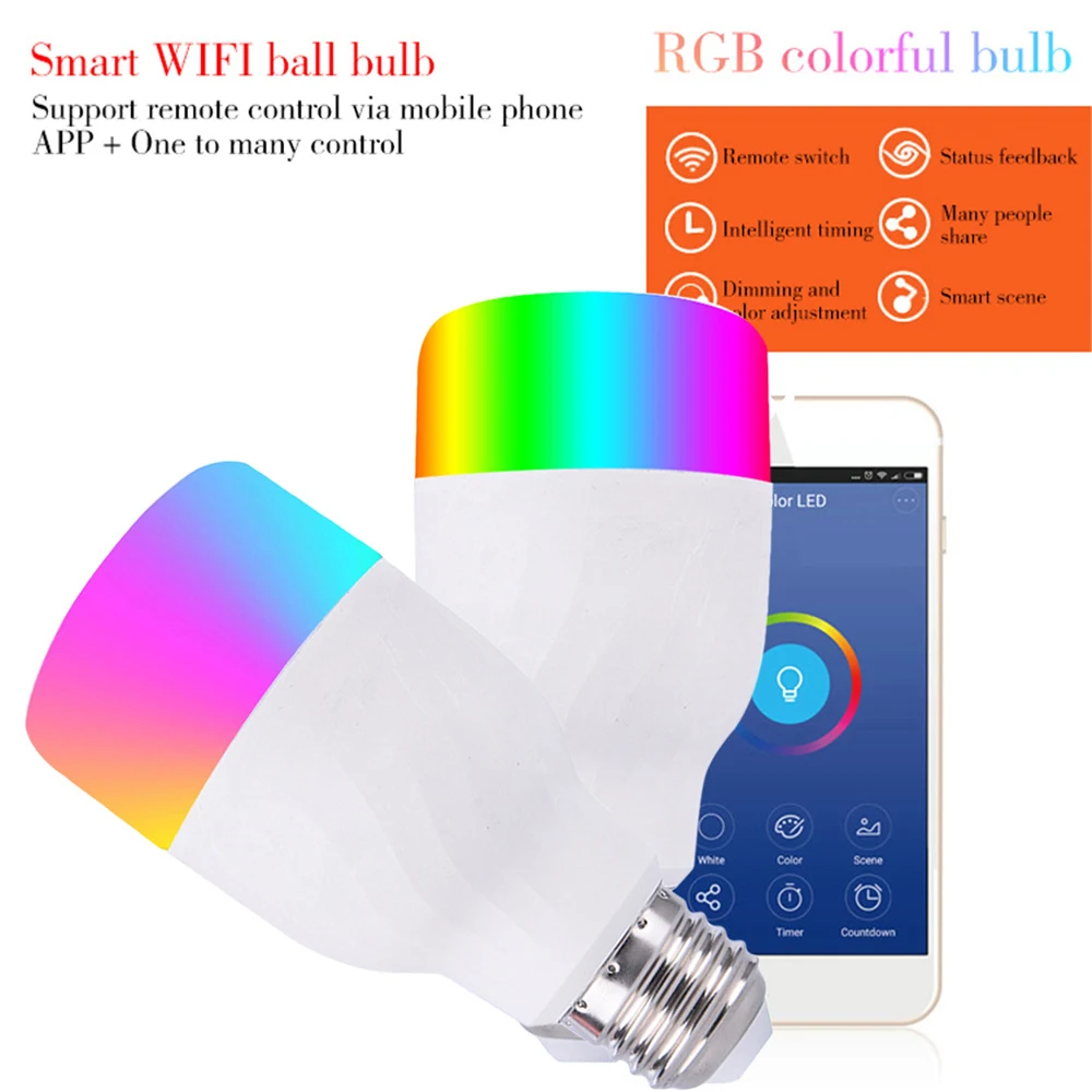 

7W Wifi Controller App control light Smart Light Intelligent phone Dimmable bulb Remote Controller