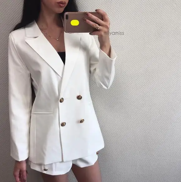 Spring New Small Suit Korean Women Casual Shorts Set Button Decoration Elegant Attractive Color Office Lady Suits