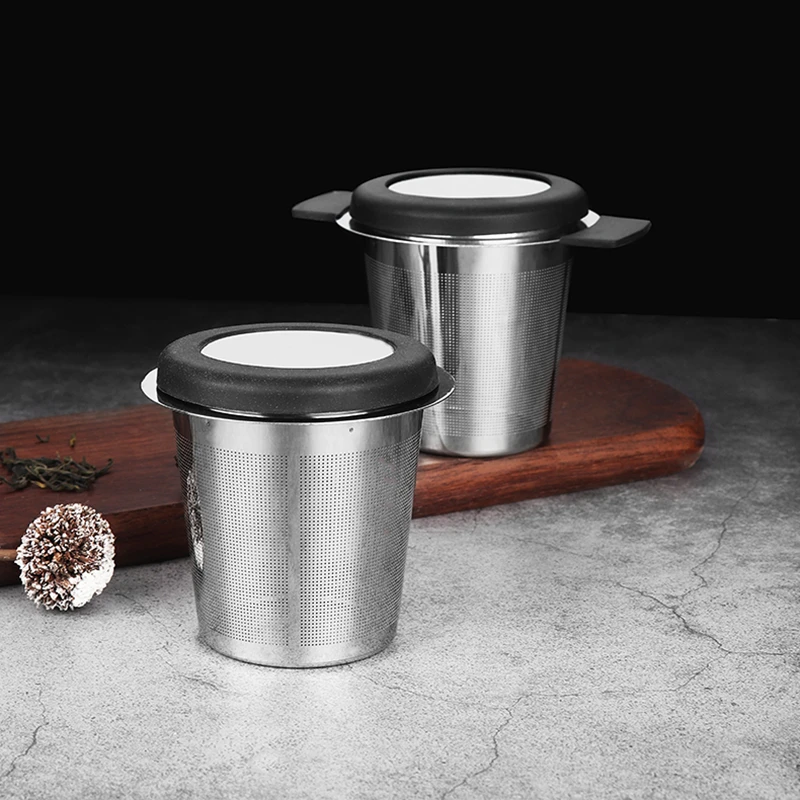 Infusore Per Tè In Acciaio Inox 2 Pezzi Con Coperchio – Filtro A Rete Fine Manico Pieghevole Per Tisane E Tè Sfuso, Regalo Per Amanti Del Tè