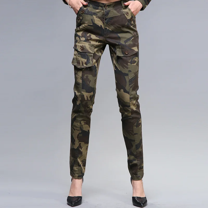 Хлопок стрейч для женщин Спорт на открытом воздухе камуфляж брюки весна осень обучение скалолазание износостойкие армейские тактические длинные брюки