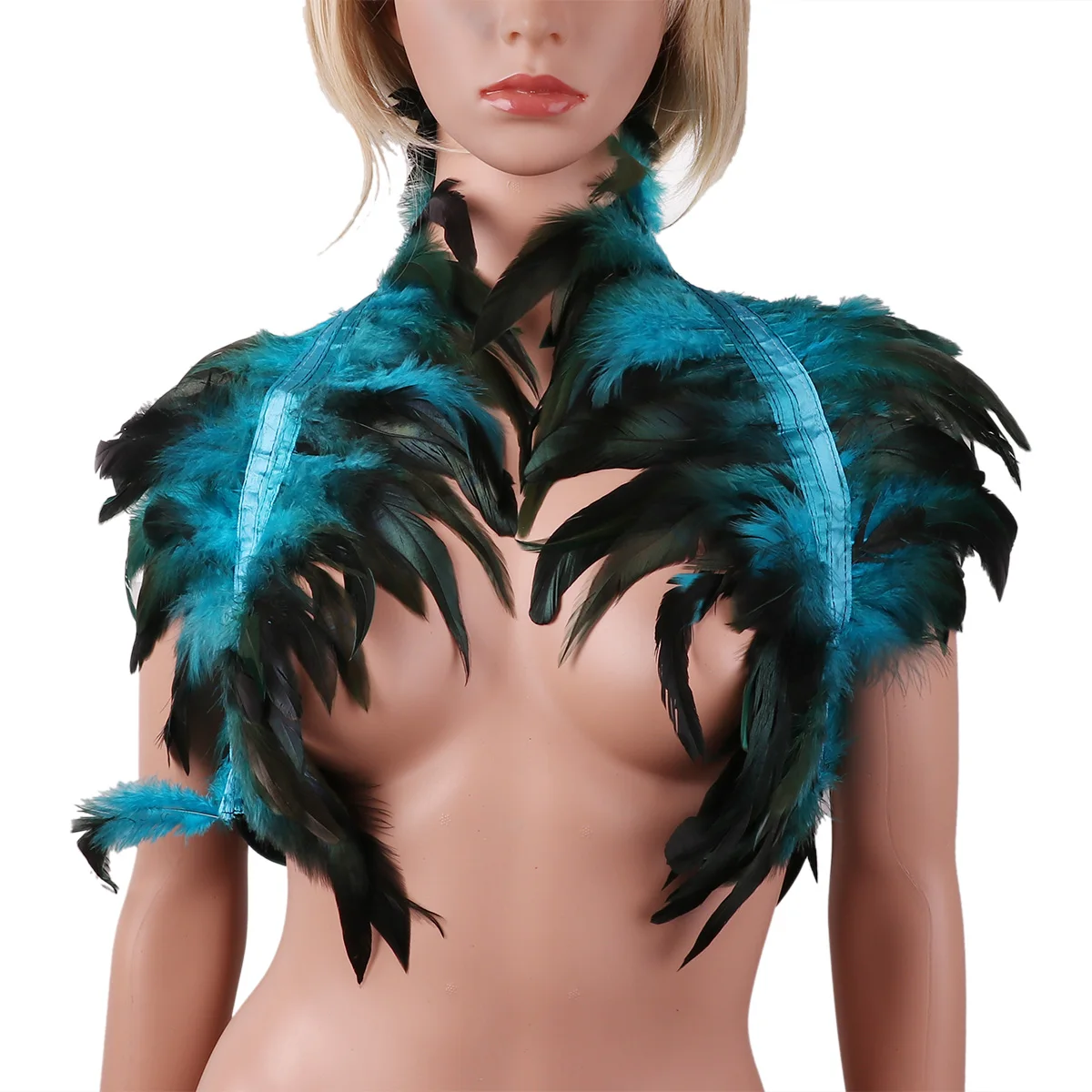 Gothic Feather Cape Shawl Victorian Real Natural Feather Shrug Shawl Shoulder Wrap Cape Rave Festival Tops Party Clubwear