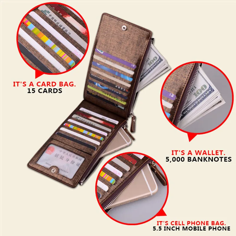 

2019 New Long Wallet Zipper Pocket Card Holder Clutch Purse Coin Wallet Ticket Credit Card Cell Phone Bag Case
