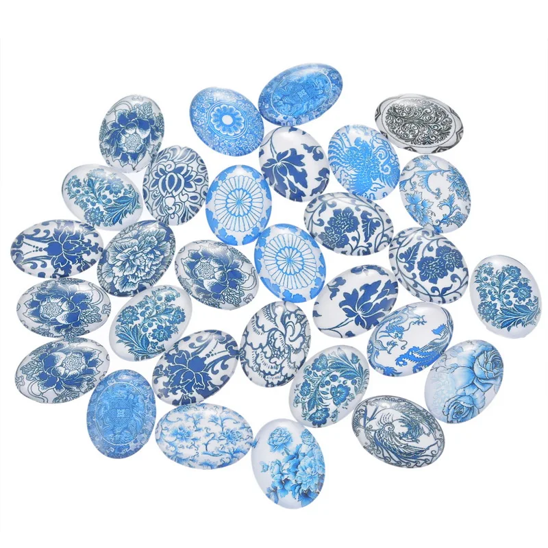 

10PCs Oval Glass Cabochon Cameo Flatback Fit Cabochons Settings For Jewelry Making New DIY Jewelry Findings 18mmx25mm