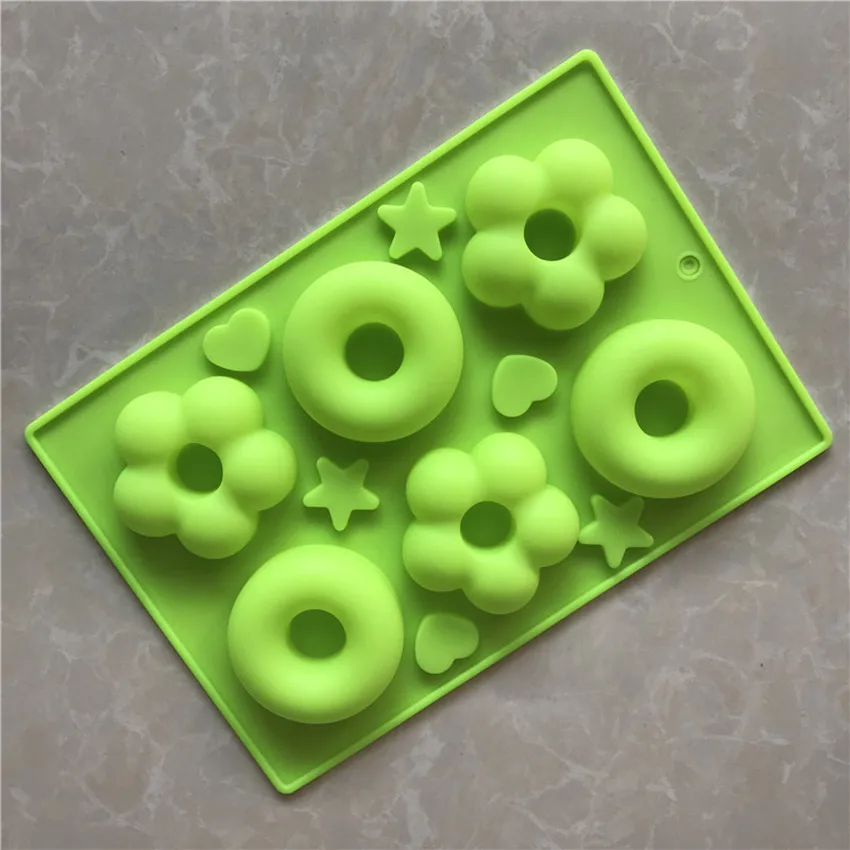 

6 Holes Silicone Cake Mold Doughnut Mould Flower & Round Shape Donut Baking Tools Candy Cookie Fondant Pastry Tools GJD107