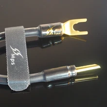 HiFi MPS YB-1 99.99997%OCC+5u Gold plated connectors U-banana speaker jump cable Speaker audio cable for Hifi Speaker amplifier hifi audio one pair 8ag occ silver plated audio hifi speaker cable speaker wires 2 to 2 with y spade connector