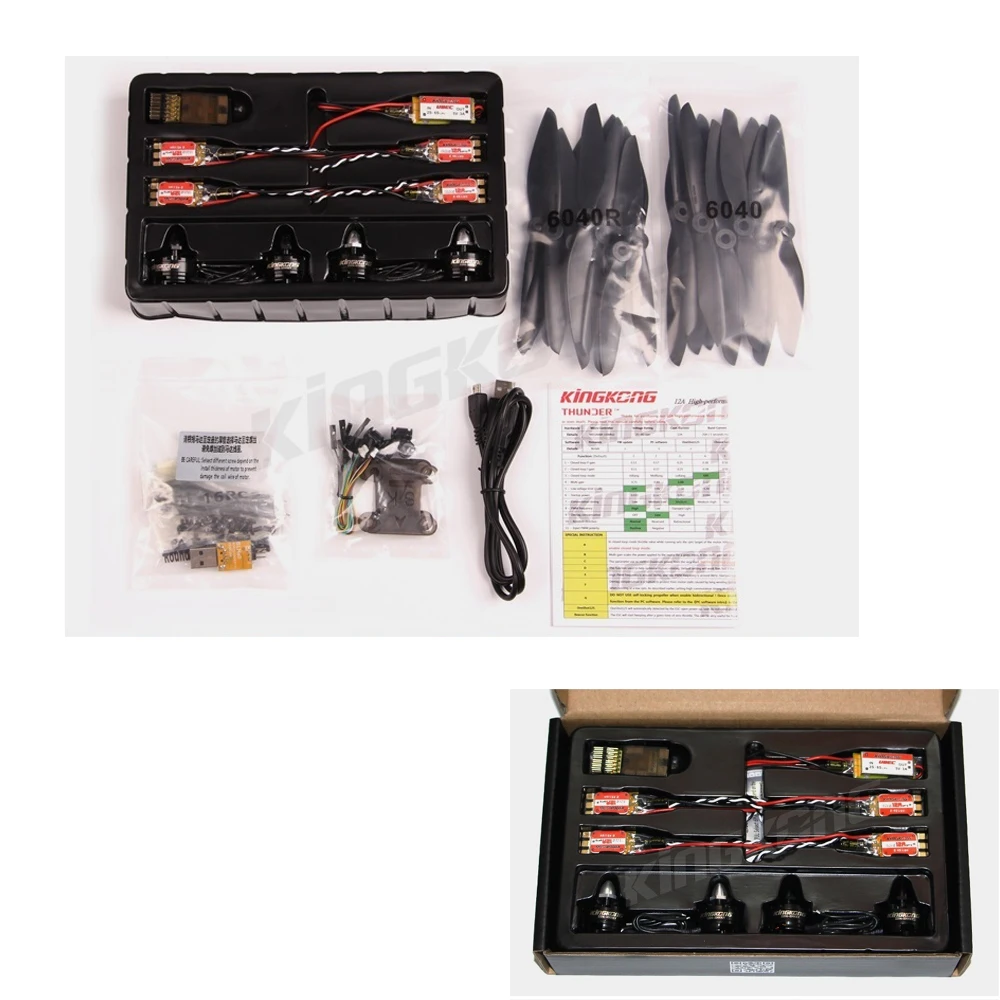 

Kingkong FORCE 200 MULTIROTOR Power Suit Combo 2204 Brushless Motor CC3D BLHELI 12A ESC 2-6s 5V 3A UBEC 6040 propeller