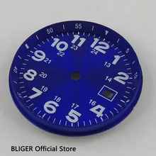 BLIGER 33 мм синий стерильные циферблат подходит для приблизительный срок поставки: 2824 2836 MIYOTA 8215 8205 автоматический механизм светящиеся знаки D112