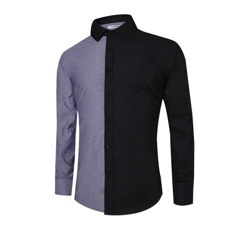 Роскошная брендовая Повседневная рубашка Для мужчин с длинным рукавом Регулярный Для мужчин; Хлопковое платье рубашки офис Повседневное Формальные Для мужчин рубашка Camisa социальной - Цвет: Dark gray black